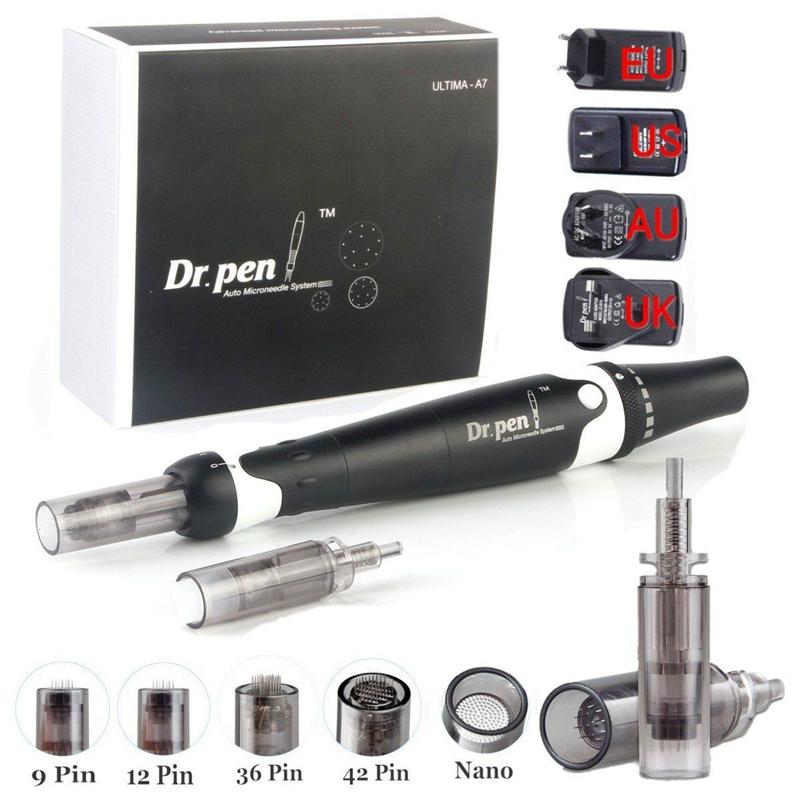 Dr Pen A7 Auto Microneedle Skin Care System with adjustable needle lengths for skin rejuvenation.