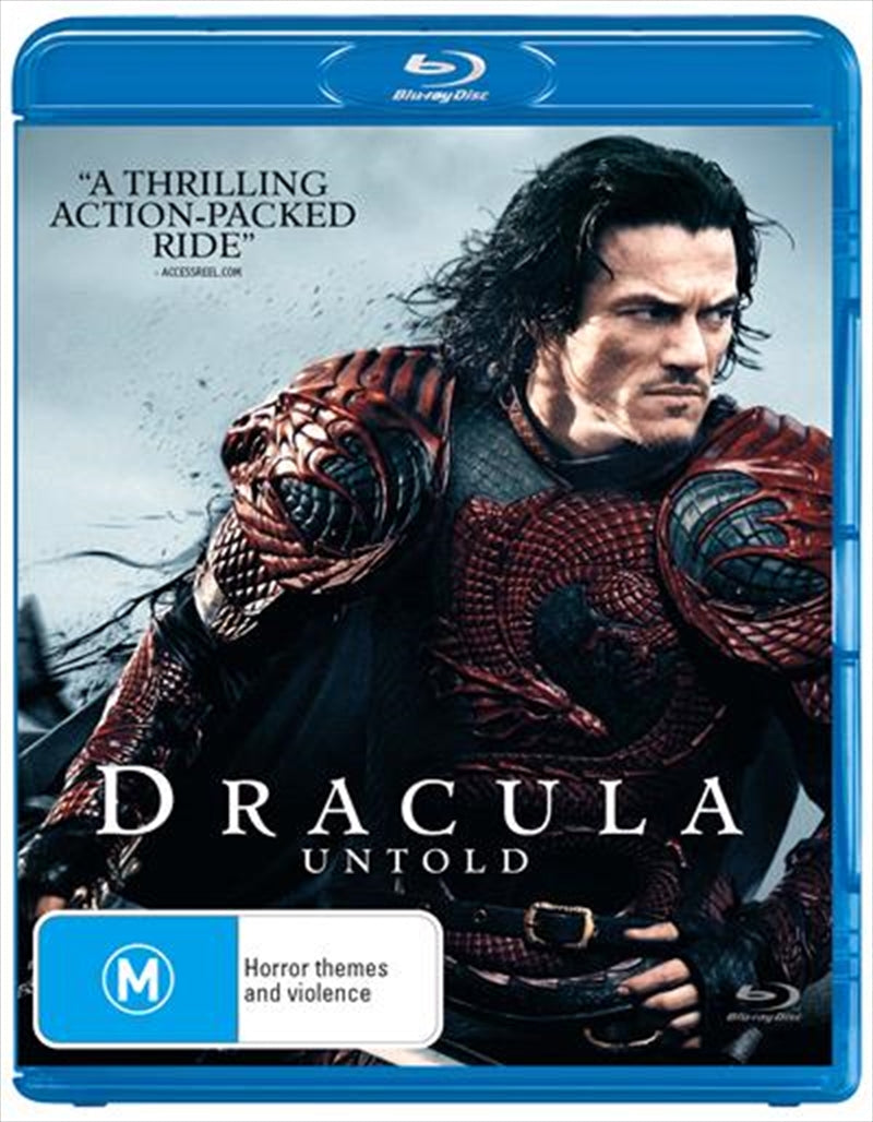 Blu-ray cover of Dracula Untold featuring Vlad Tepes and dark fantasy elements.