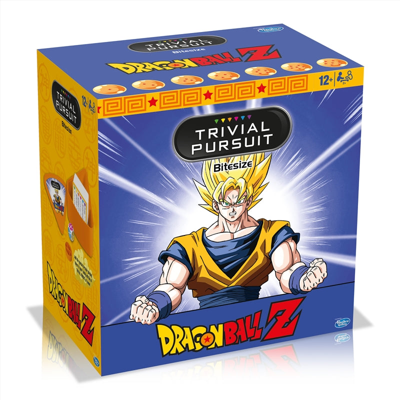 Dragonball Z Trivial Pursuit game box featuring vibrant artwork of Z Warriors and game components.