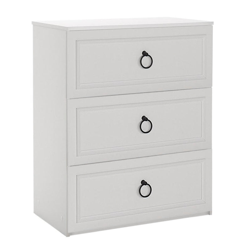 MATILDA White Drawer with three spacious drawers, measuring 72x44x93 cm, featuring a sleek melamine finish.