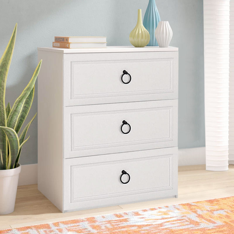 MATILDA White Drawer with three spacious drawers, measuring 72x44x93 cm, featuring a sleek melamine finish.