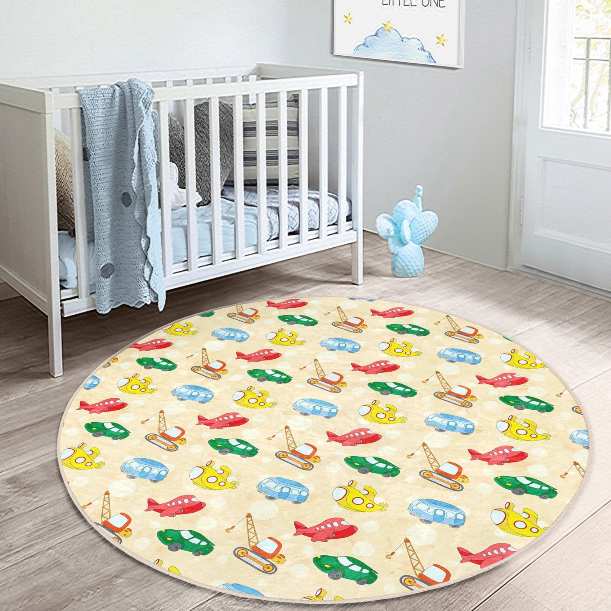 Dream Cars and Planes Boys' Rug featuring vibrant colors and playful designs of cars and planes, perfect for children's rooms.