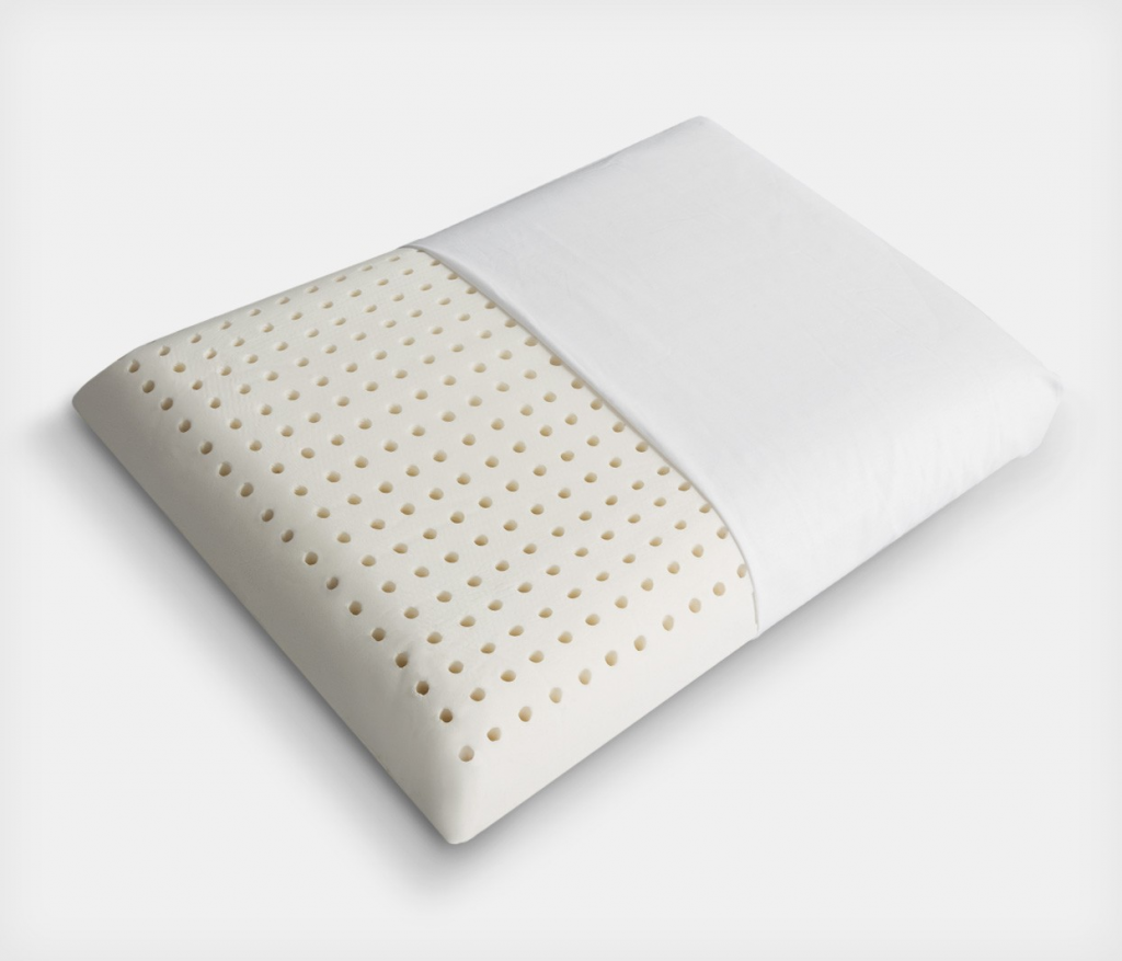 Dreamaker Latex Pillow - Low Profile with cotton sateen cover, showcasing its pincore latex construction for breathability and support.