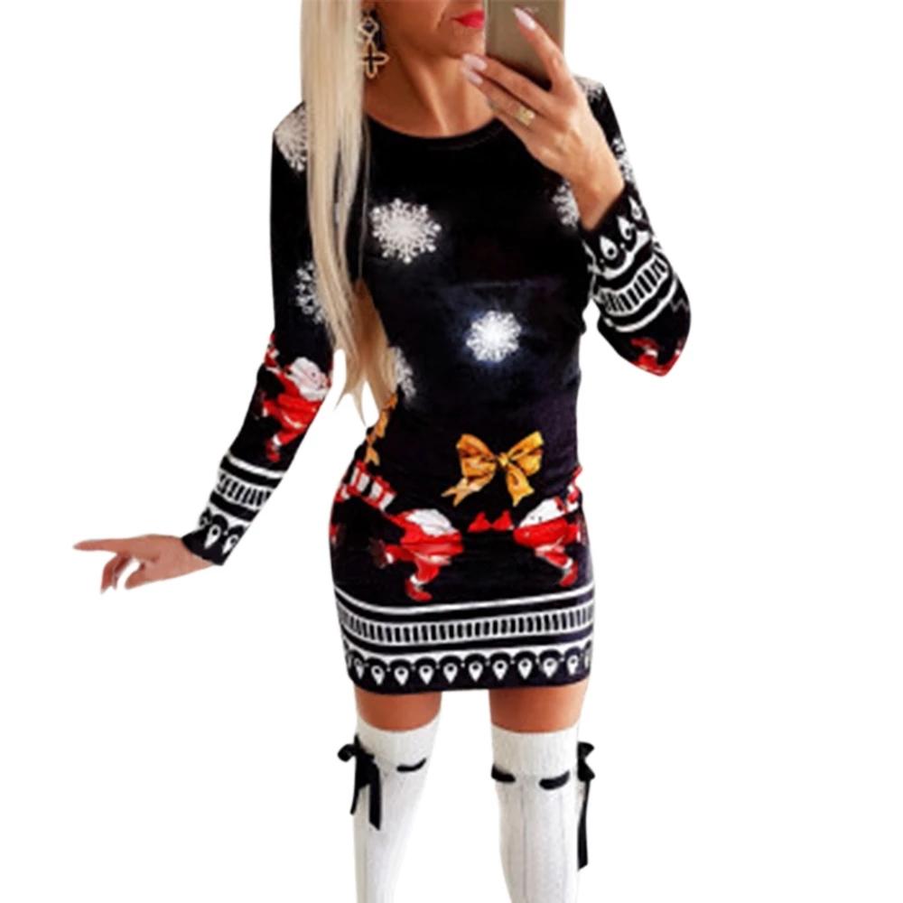 A stylish Christmas Bodycon dress for women featuring a knitted print, cap sleeves, and an asymmetrical silhouette, perfect for festive occasions.