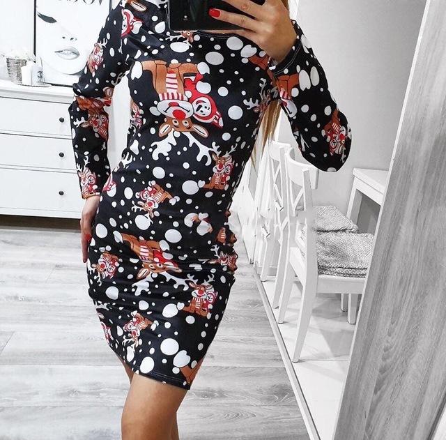 A stylish Christmas Bodycon dress for women featuring a knitted print, cap sleeves, and an asymmetrical silhouette, perfect for festive occasions.