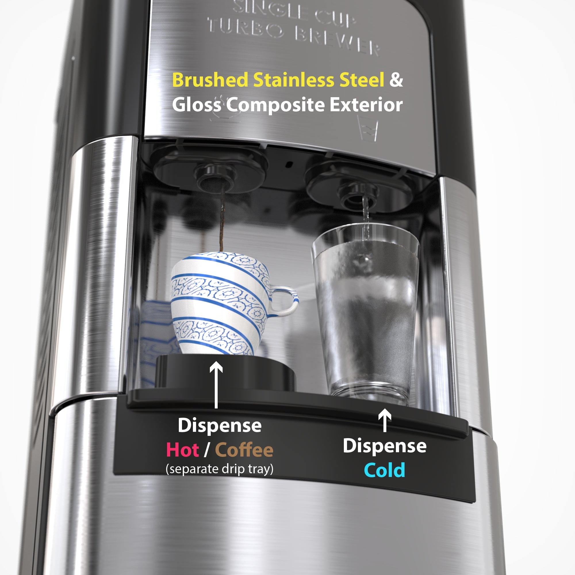 Drinkpod 3000 Elite Series Coffee Plus Water Purification Cooler with sleek design and integrated coffee maker.