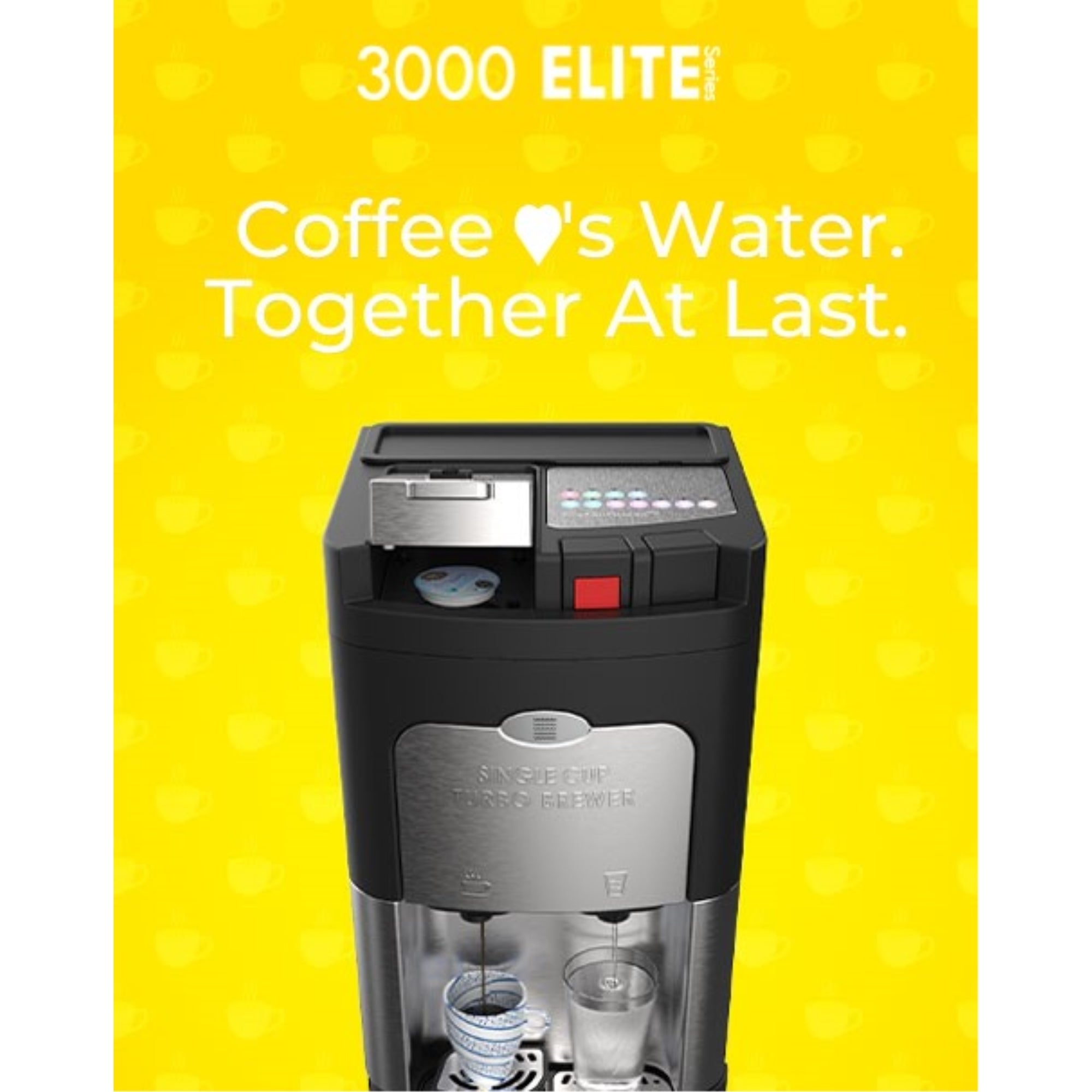 Drinkpod 3000 Elite Series Coffee Plus Water Purification Cooler with sleek design and integrated coffee maker.