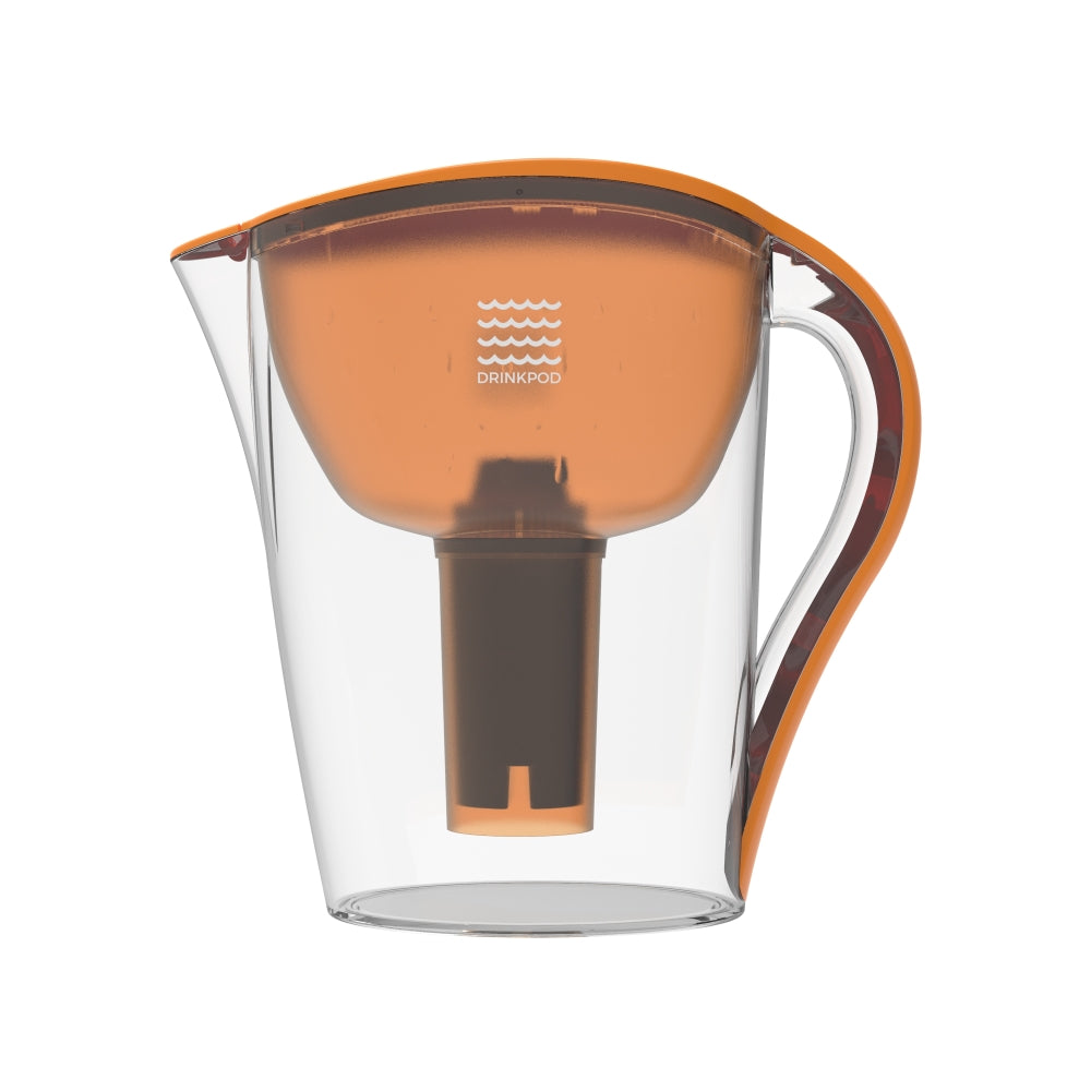 Drinkpod Ultra Premium Alkaline Water Pitcher with 3.5L capacity, featuring a sleek design and three alkaline water filters.