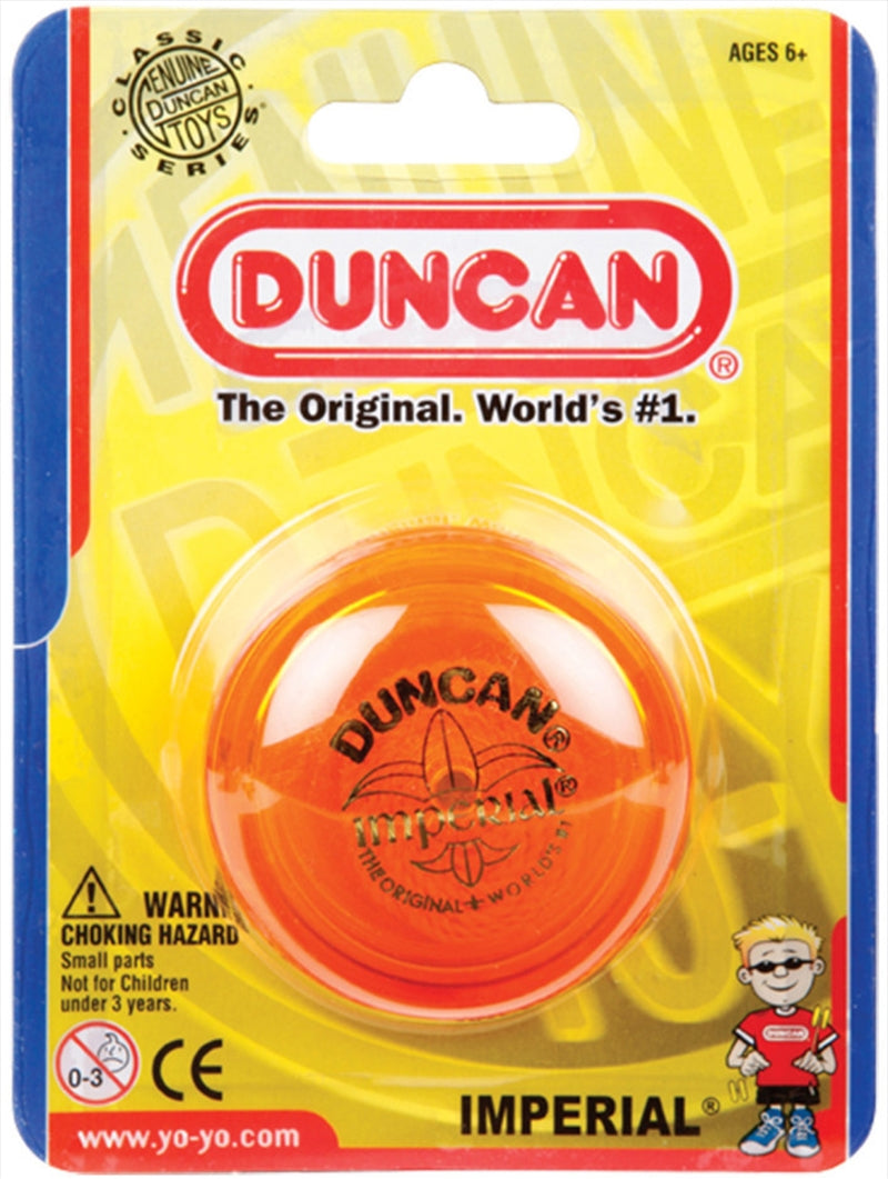 Duncan Yo Yo Beginner Imperial in assorted colors, showcasing its durable plastic body and narrow string gap design.