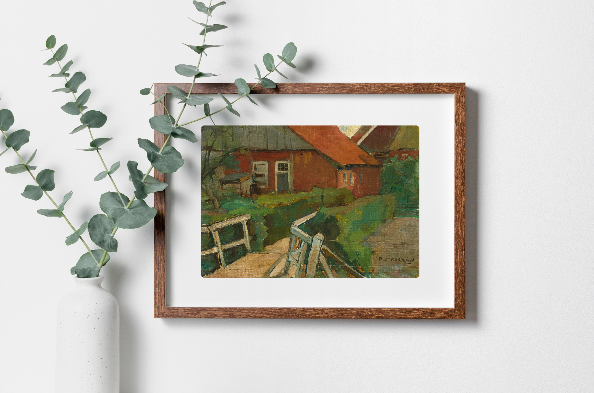 A vibrant Dutch Farm landscape art print on museum-grade canvas, showcasing rich colors and intricate textures.