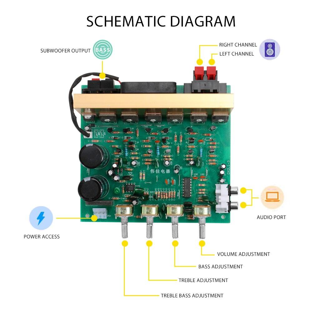 DX-2.1 Large Power Audio Amplifier Board designed for high power subwoofers, featuring robust components for enhanced audio performance.