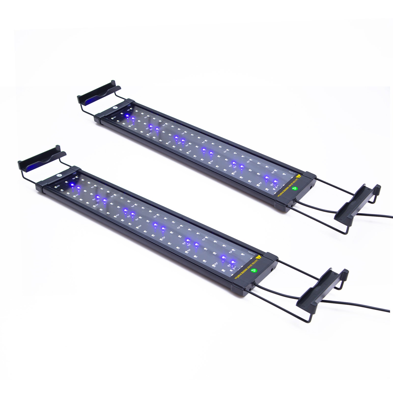 Dynamic Power 11W LED light for aquariums, featuring blue and white settings, designed for 50-70cm tanks, showcasing its sleek design and adjustable mount.