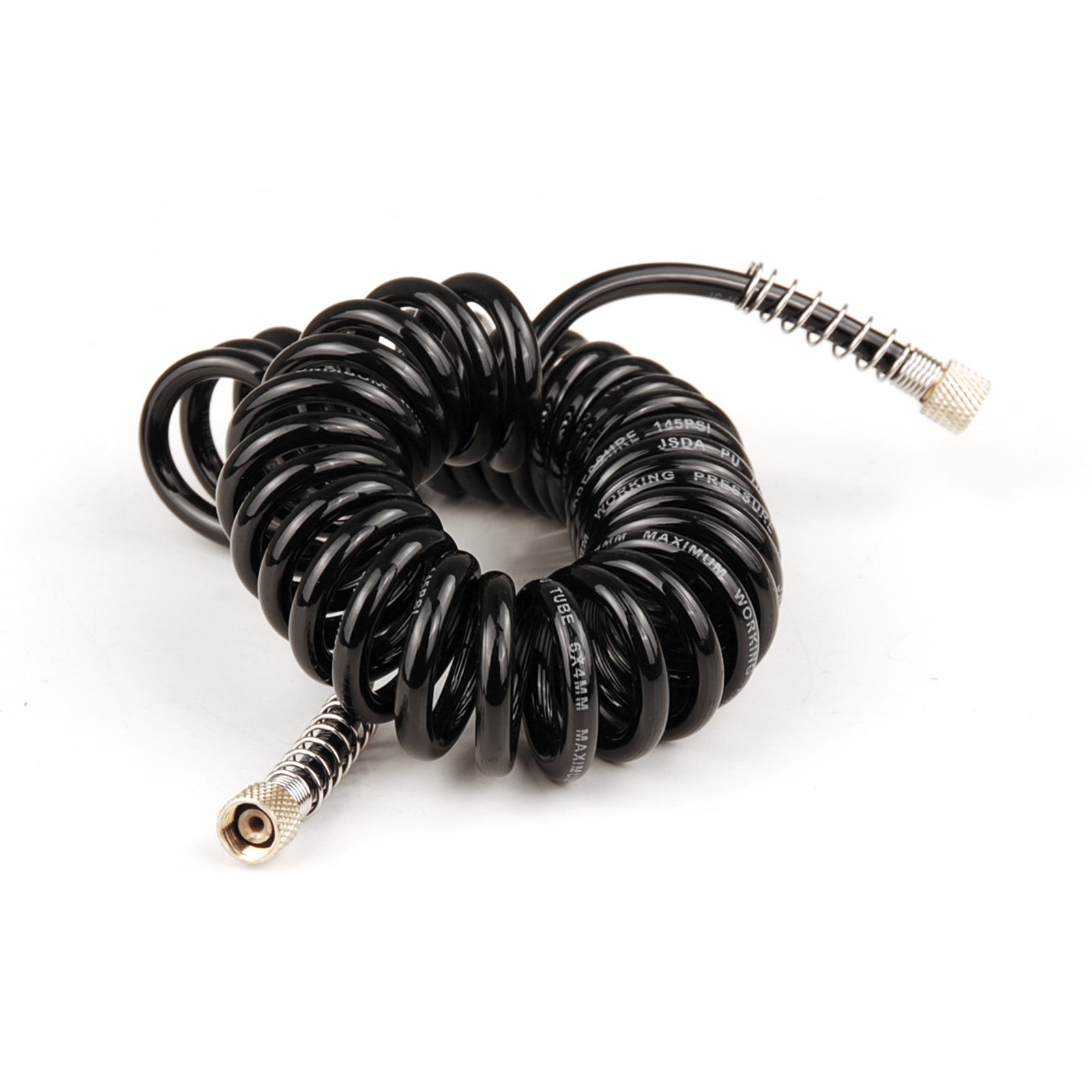 Dynamic Power 2 Set Air Brush Hose, coiled and retractable, made of braided rubber, suitable for airbrush and compressor use.