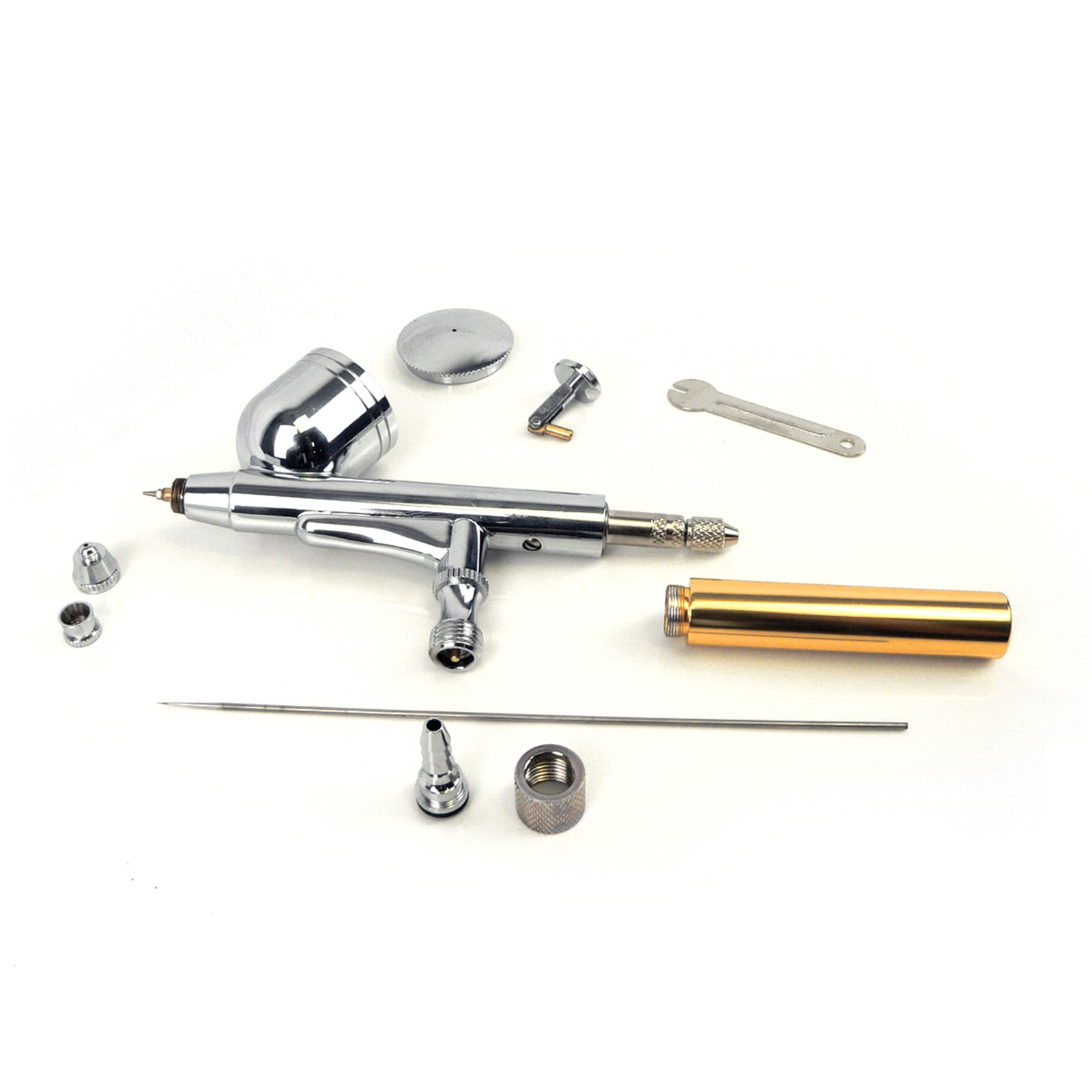 Dynamic Power Air Brush Spray Gun Dual Action Kit with 0.3mm nozzle, showcasing its dual action trigger and gravity feed design.