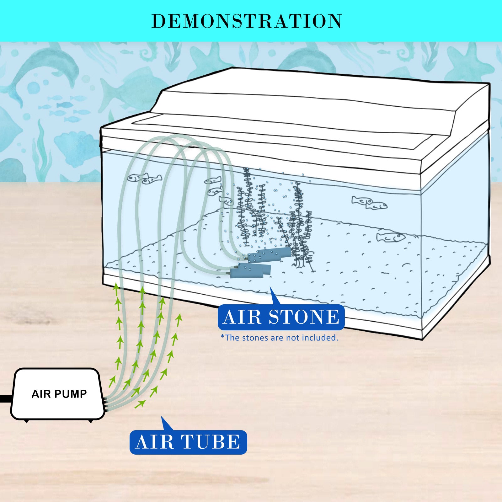 Dynamic Power Aquarium Air Pump with 4 outlets, designed for efficient oxygen supply in aquariums and ponds.