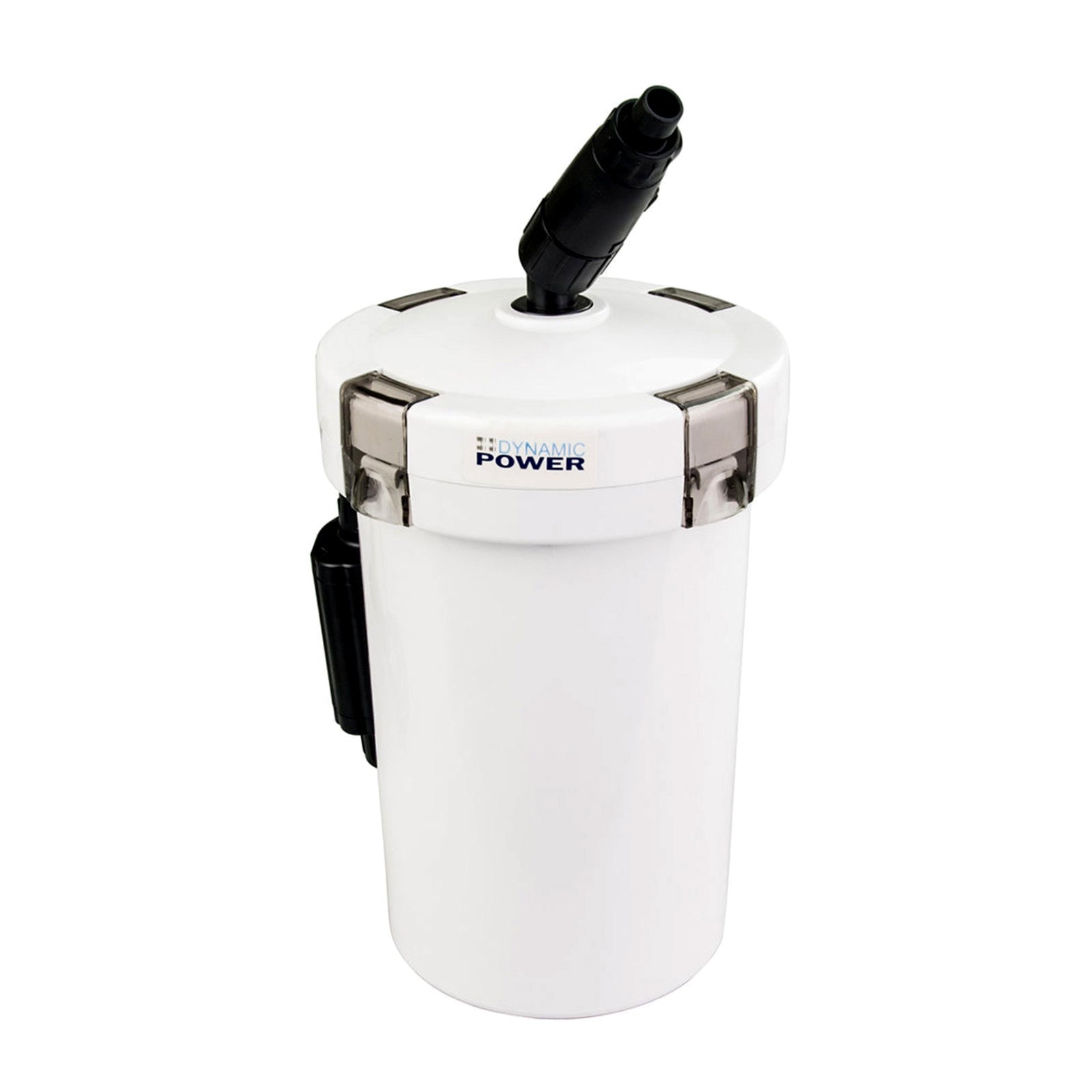 Dynamic Power Aquarium External Canister Filter with 400L/H capacity, featuring a compact design and multiple filtration options for aquariums.