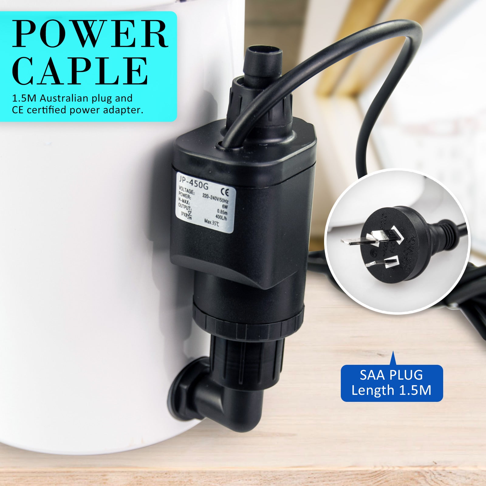 Dynamic Power Aquarium External Canister Filter with 400L/H capacity, featuring a compact design and multiple filtration options for aquariums.