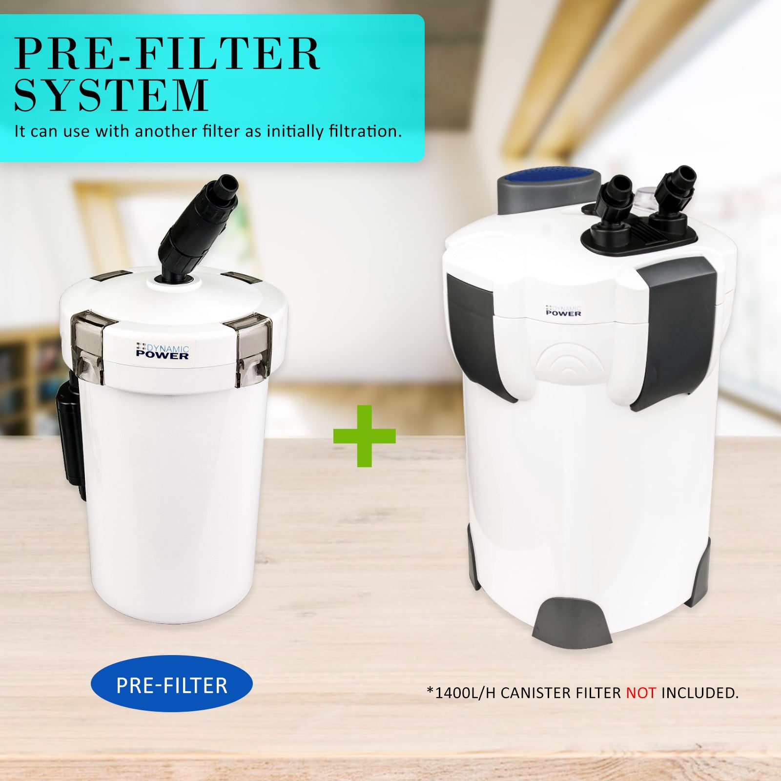 Dynamic Power Aquarium External Canister Filter with 400L/H capacity, featuring a compact design and multiple filtration options for aquariums.