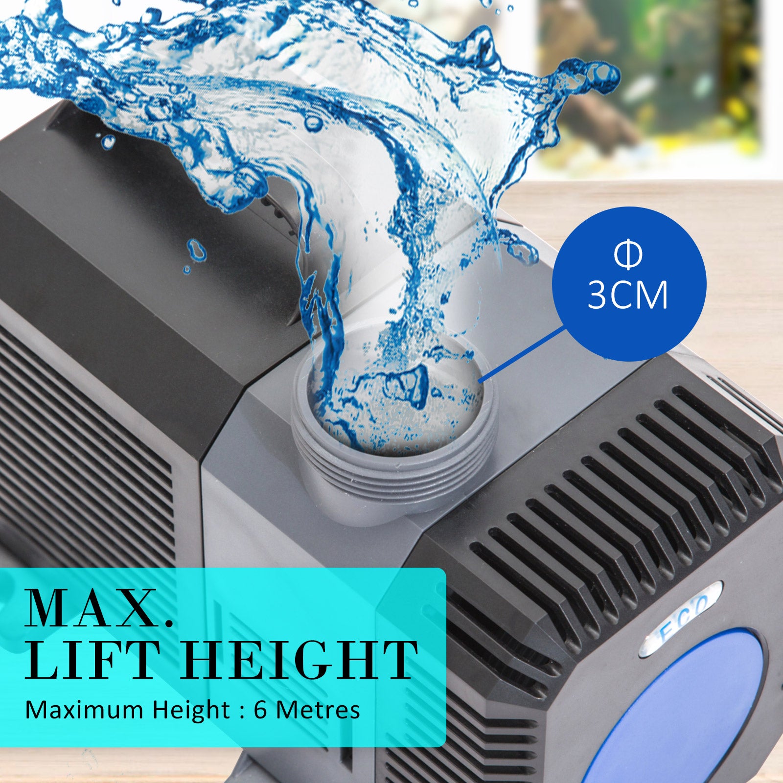 Dynamic Power Aquarium Submersible Pond Water Pump 10000L/H with stainless steel and PVC construction, designed for efficient water circulation.