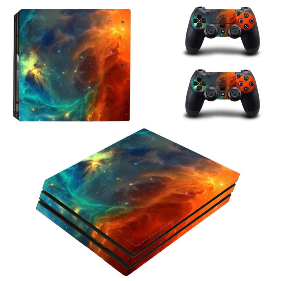 Earth Painting Galaxy Style Vinyl Decal Skin Sticker for PS4 Pro, showcasing vibrant colors and a unique design.