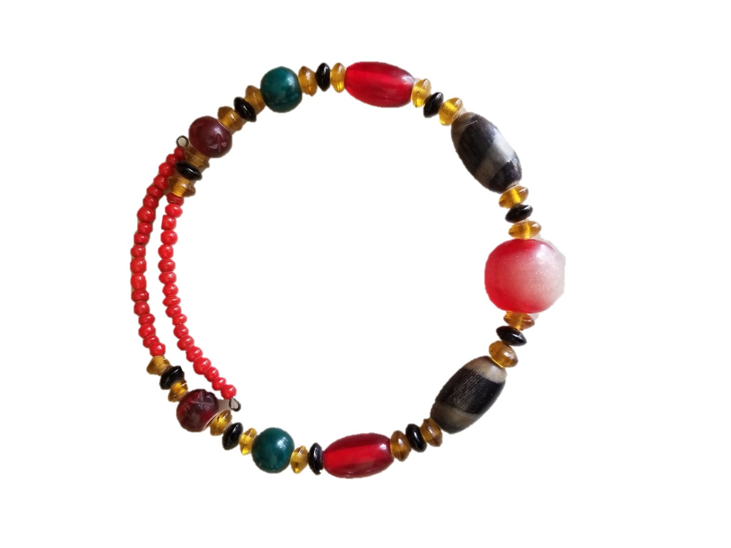 Handmade colorful beading choker necklace featuring vibrant beads and intricate design, perfect for everyday wear.