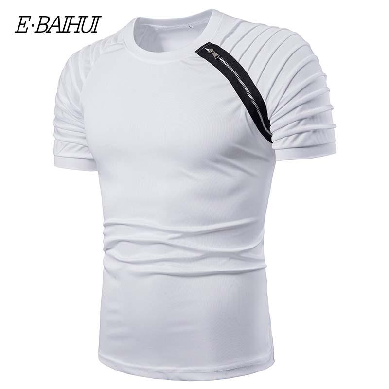 E-BAIHUI Summer Casual T-Shirt for men in various colors, featuring a slim fit and stylish striped design.