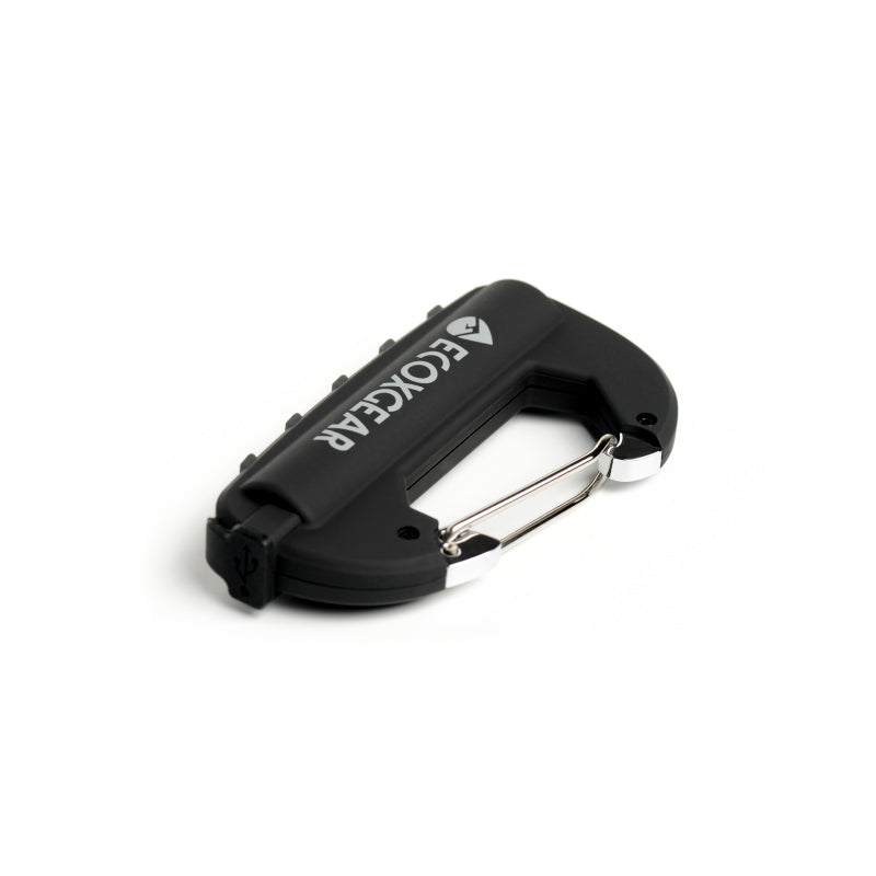 ECOXGEAR Clip showcasing its rugged design and built-in battery, ideal for outdoor activities.