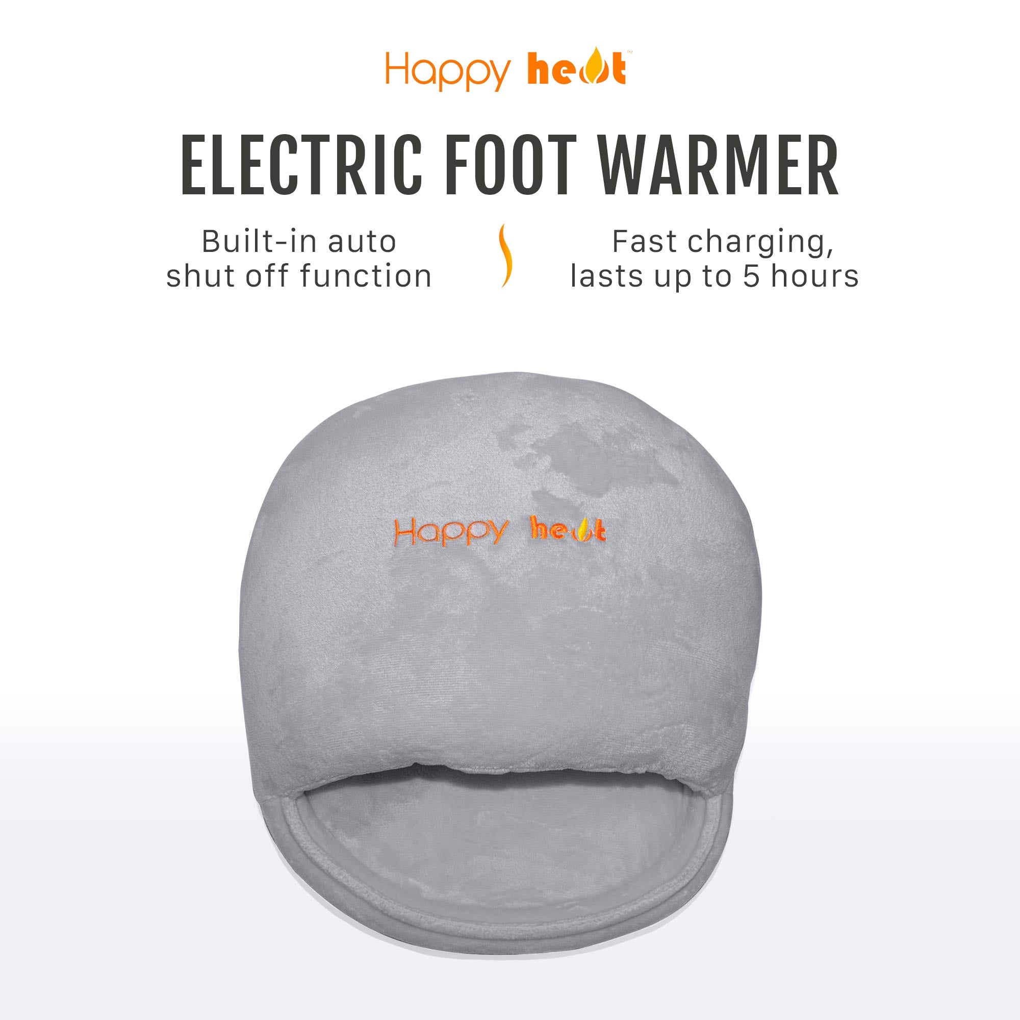 Electric Foot Warmer with soft fleece cover and non-skid bottom, designed for comfort and warmth.