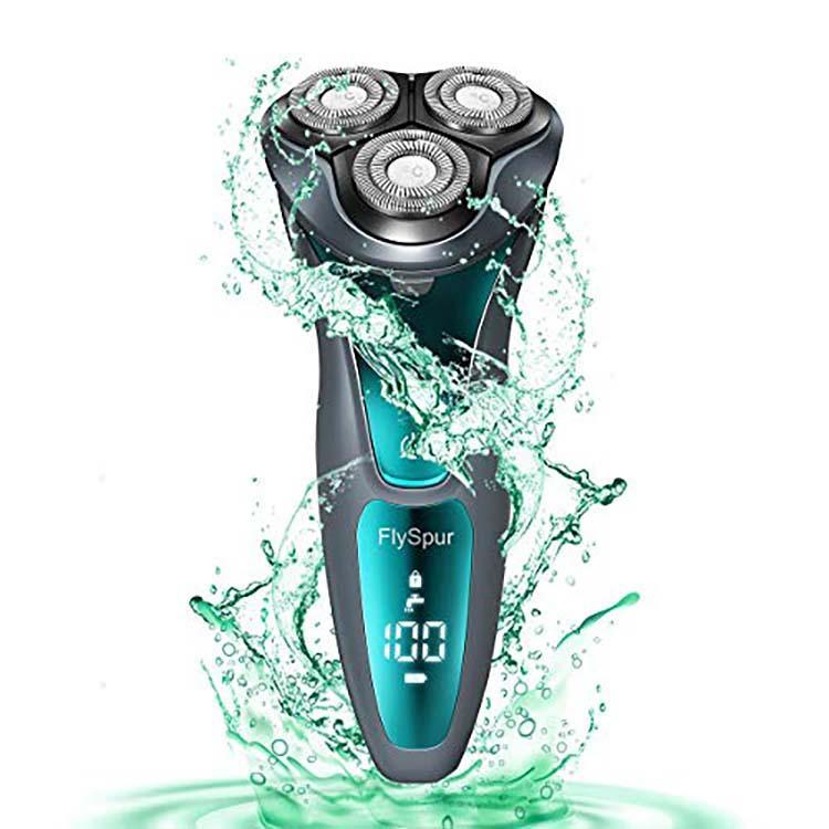 Electric shaver with 3D floating shaving head and pop-up trimmer, showcasing its sleek design and advanced features.