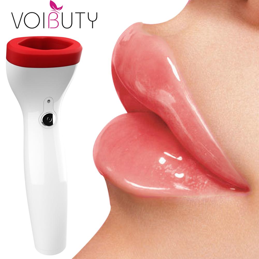 Electric Women Sexy Full Lip Plumper Vacuum Lip Enhancer Device in a sleek design, showcasing its compact size and USB charging feature.