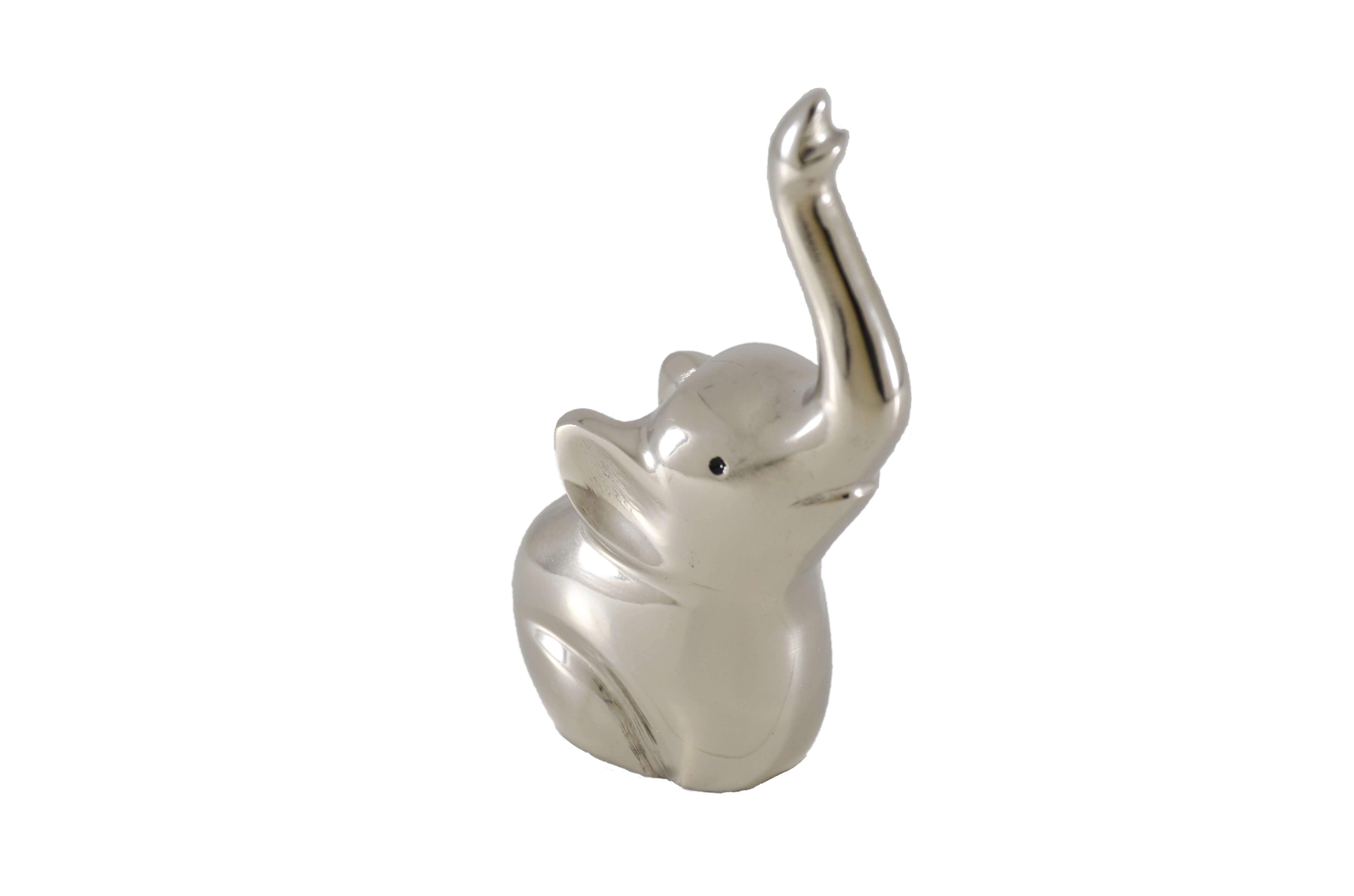 Elegant silver finish Elephant Ring Holder with a heavy base, designed to hold multiple rings securely and stylishly.