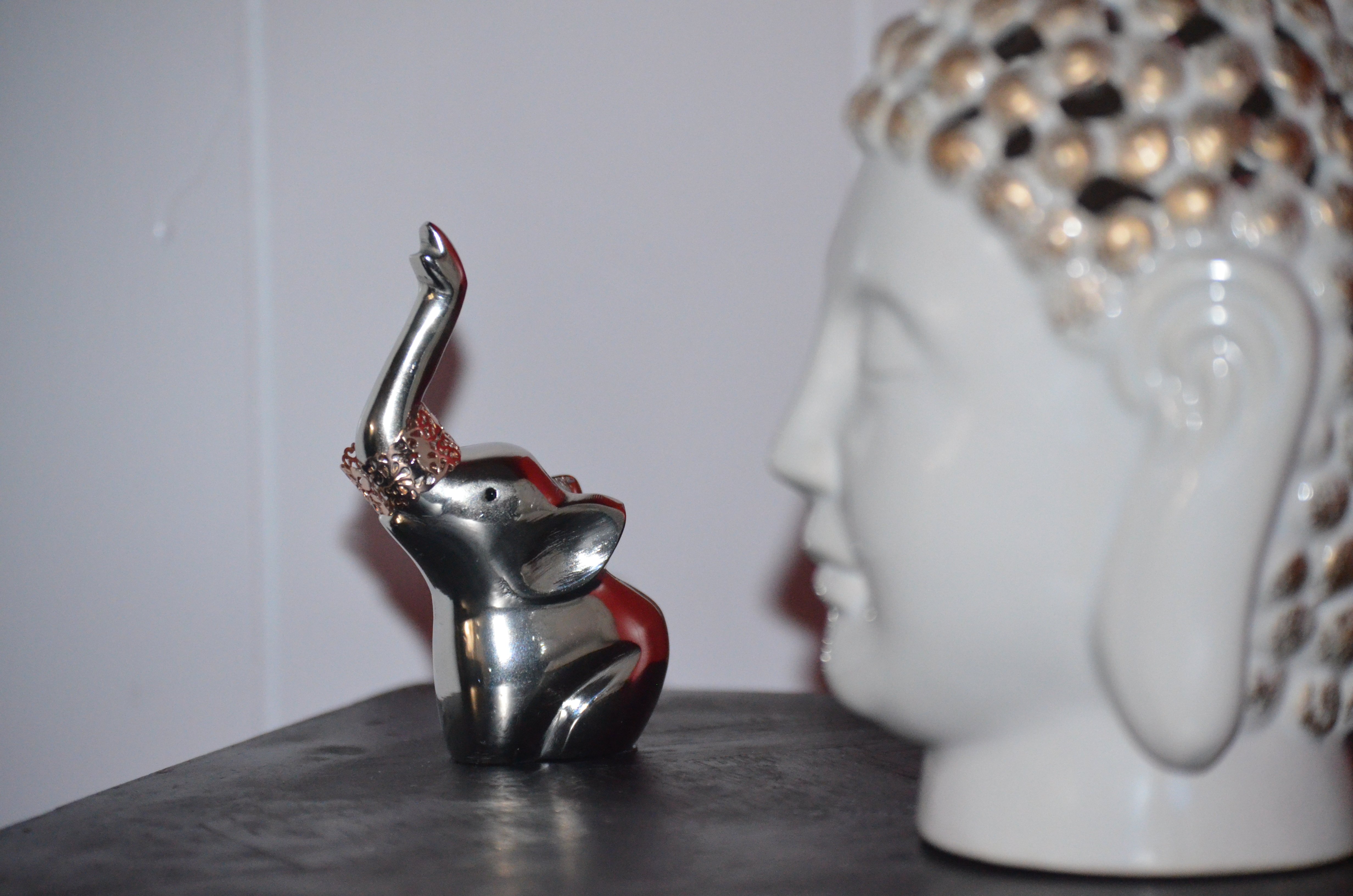 Elegant silver finish Elephant Ring Holder with a heavy base, designed to hold multiple rings securely and stylishly.