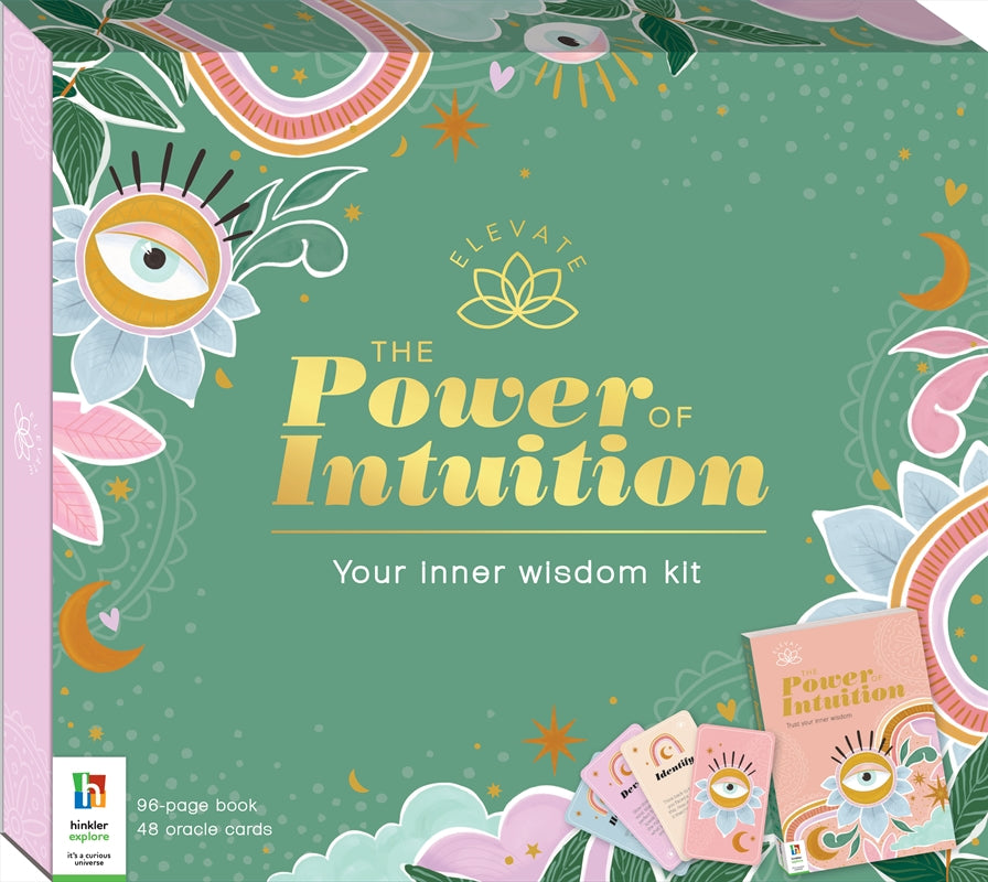 Elevate Intuition Kit featuring a 96-page book and 48 oracle cards designed to enhance intuitive abilities.