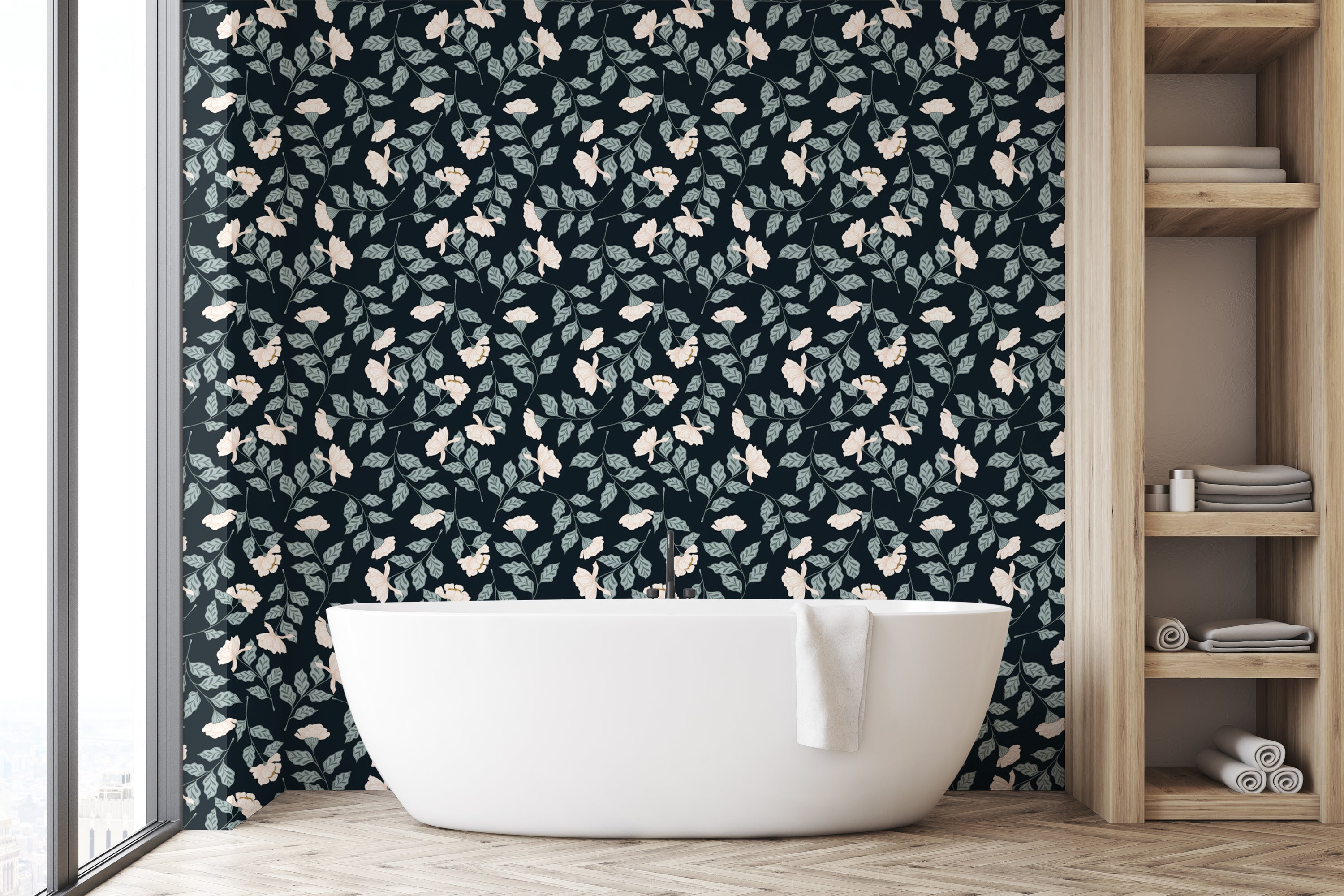 Ellie Wallpaper (Midnight) featuring a modern design with vibrant colors and bold patterns, perfect for home decor.