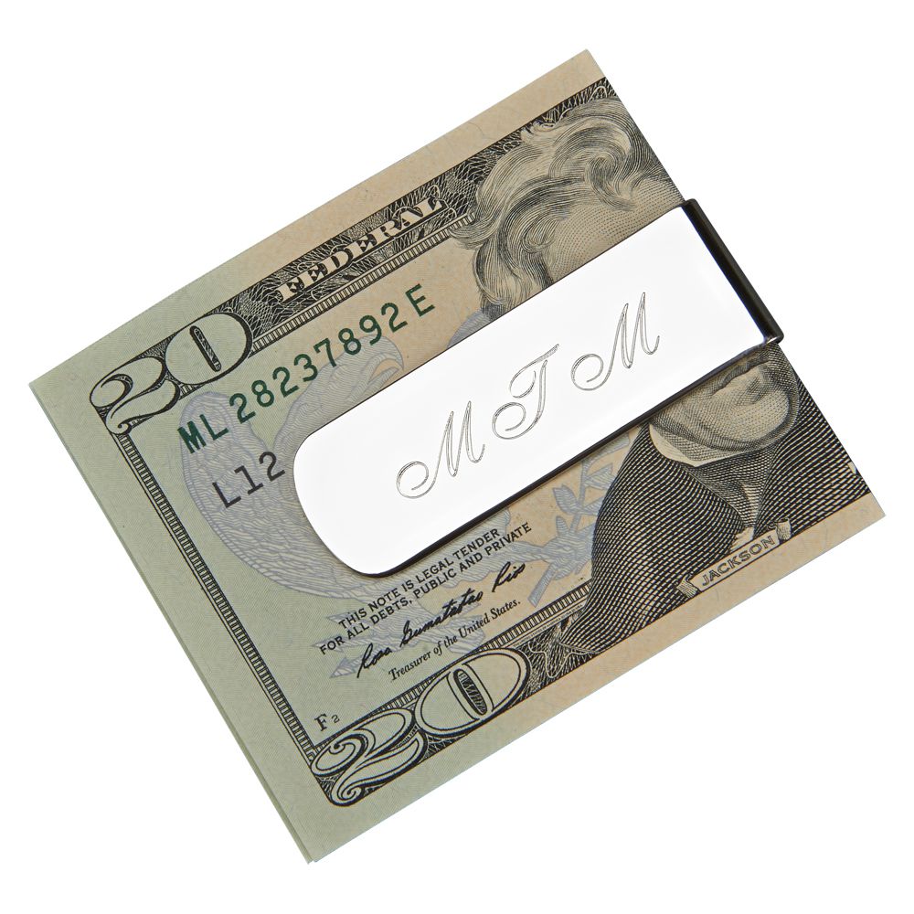 Elongated Money Clip in nickel plating, showcasing its sleek design and elegant finish.