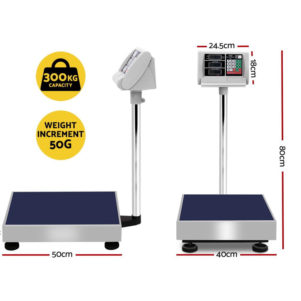 Emajin Platform Scale 300KG with stainless steel platform and large LCD display, designed for commercial use.