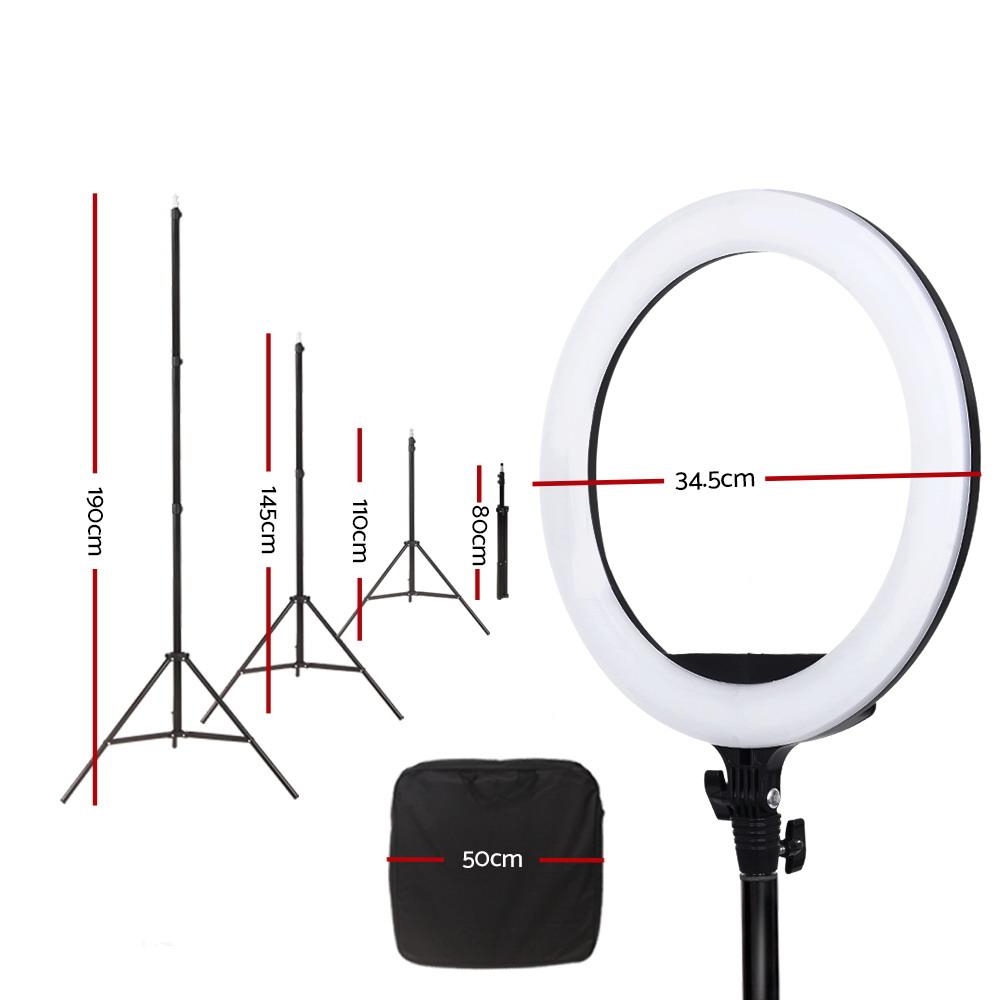 Embellir 14" LED Ring Light with adjustable stand and phone holder, perfect for makeup and photography.