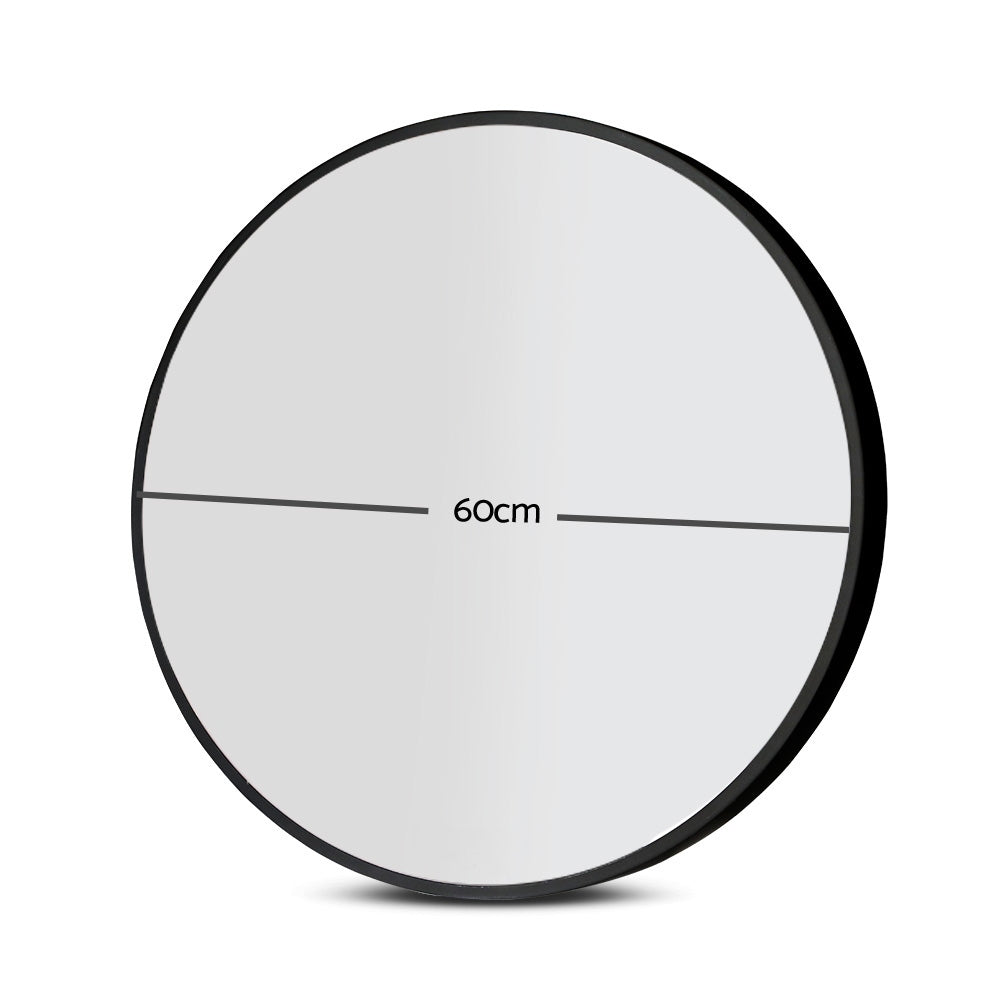 Embellir 60cm round wall mirror with silver plating and MDF backing, showcasing clarity and elegant design.