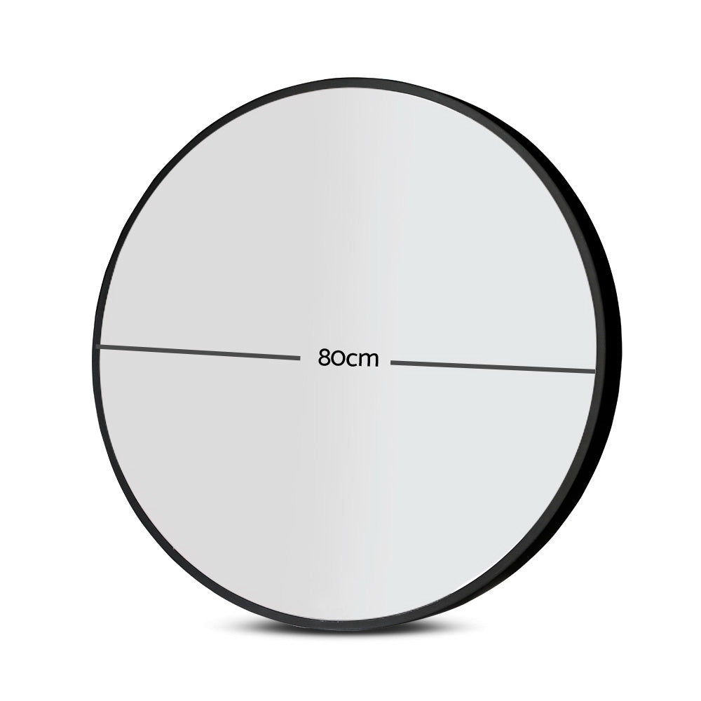 Embellir 80cm round wall mirror with clear reflection and MDF backing, ideal for bathroom and makeup use.