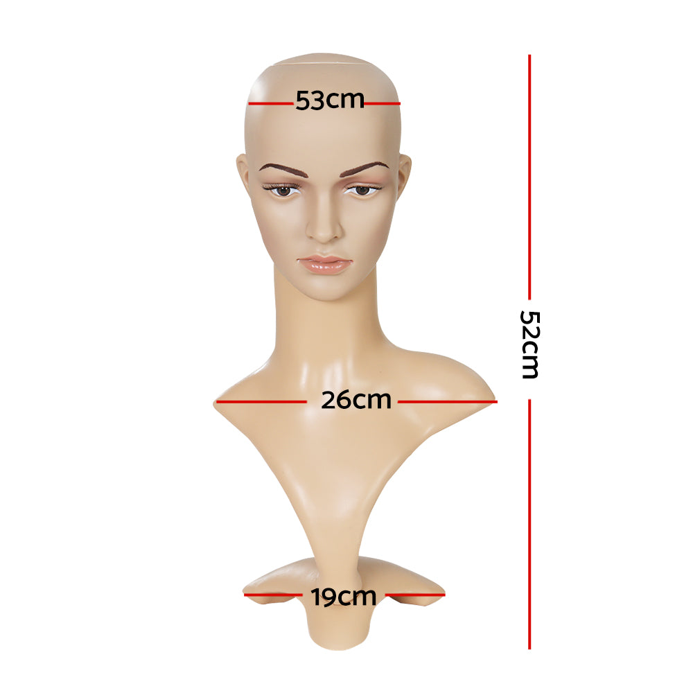 Embellir Female Mannequin Head Dummy Model Display showcasing wigs and accessories with realistic features and a stable base.