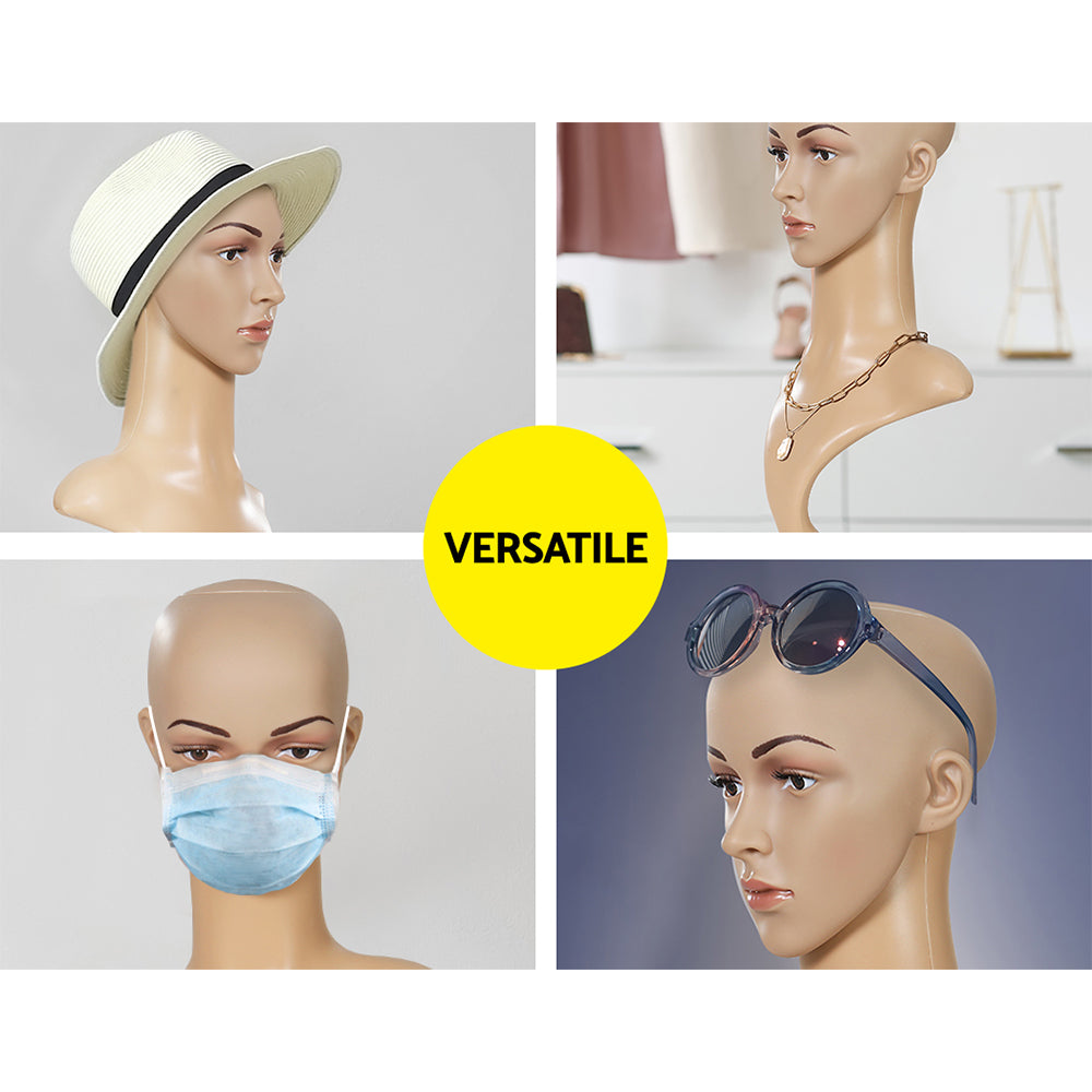 Embellir Female Mannequin Head Dummy Model Display showcasing wigs and accessories with realistic features and a stable base.