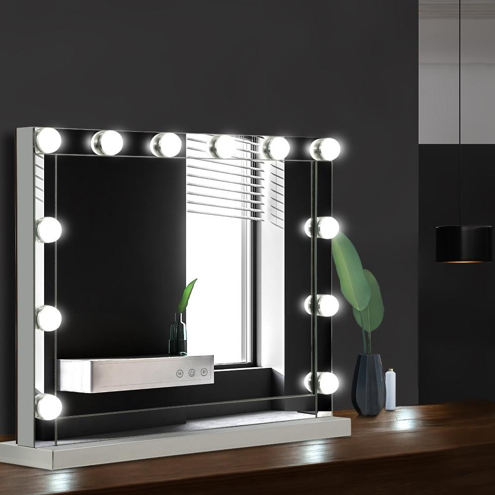 Embellir Hollywood Makeup Mirror with 12 LED bulbs, showcasing a sleek aluminum frame and adjustable lighting features.