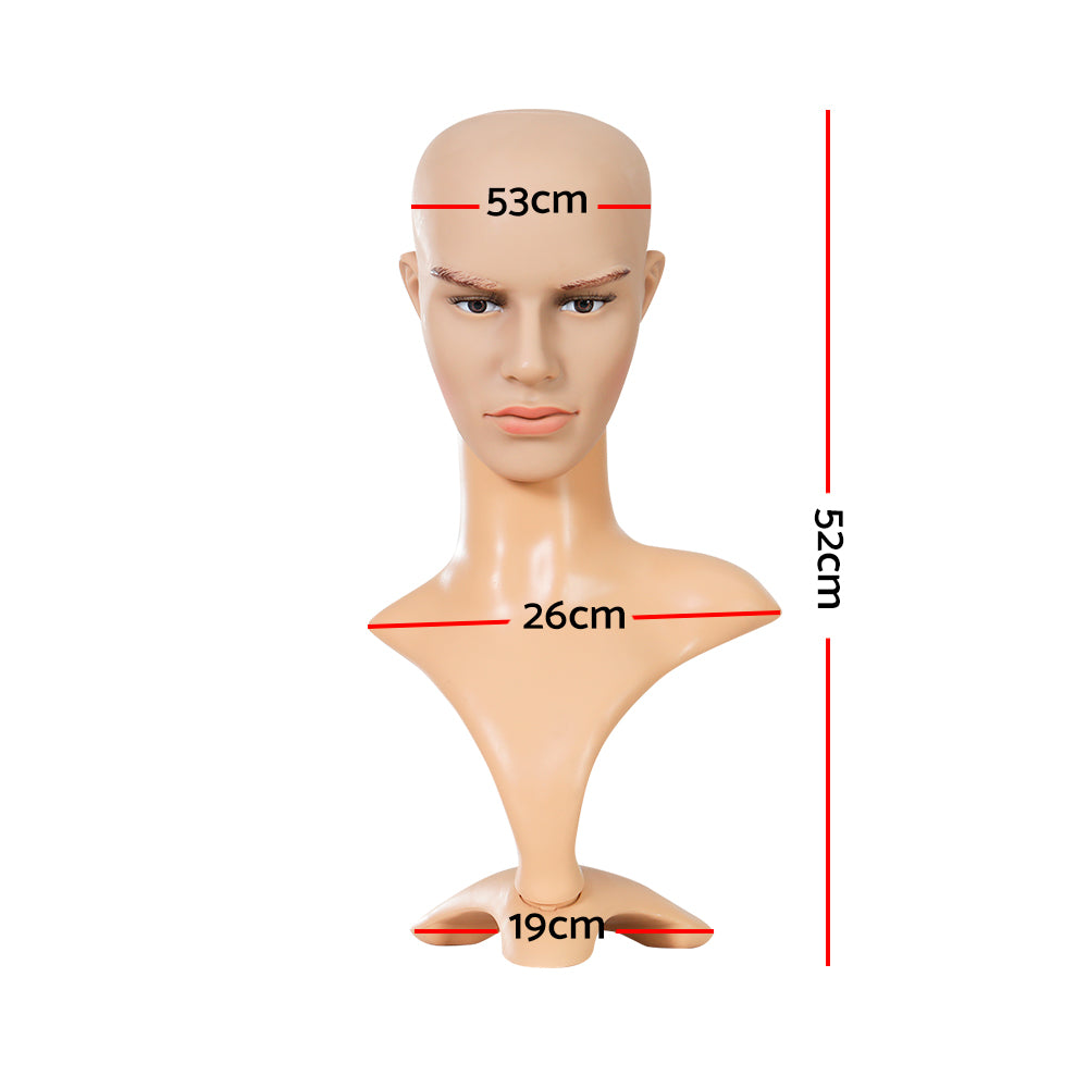 Embellir Male Mannequin Head Dummy Model Display showcasing realistic features and elongated neck, ideal for wigs and accessories.