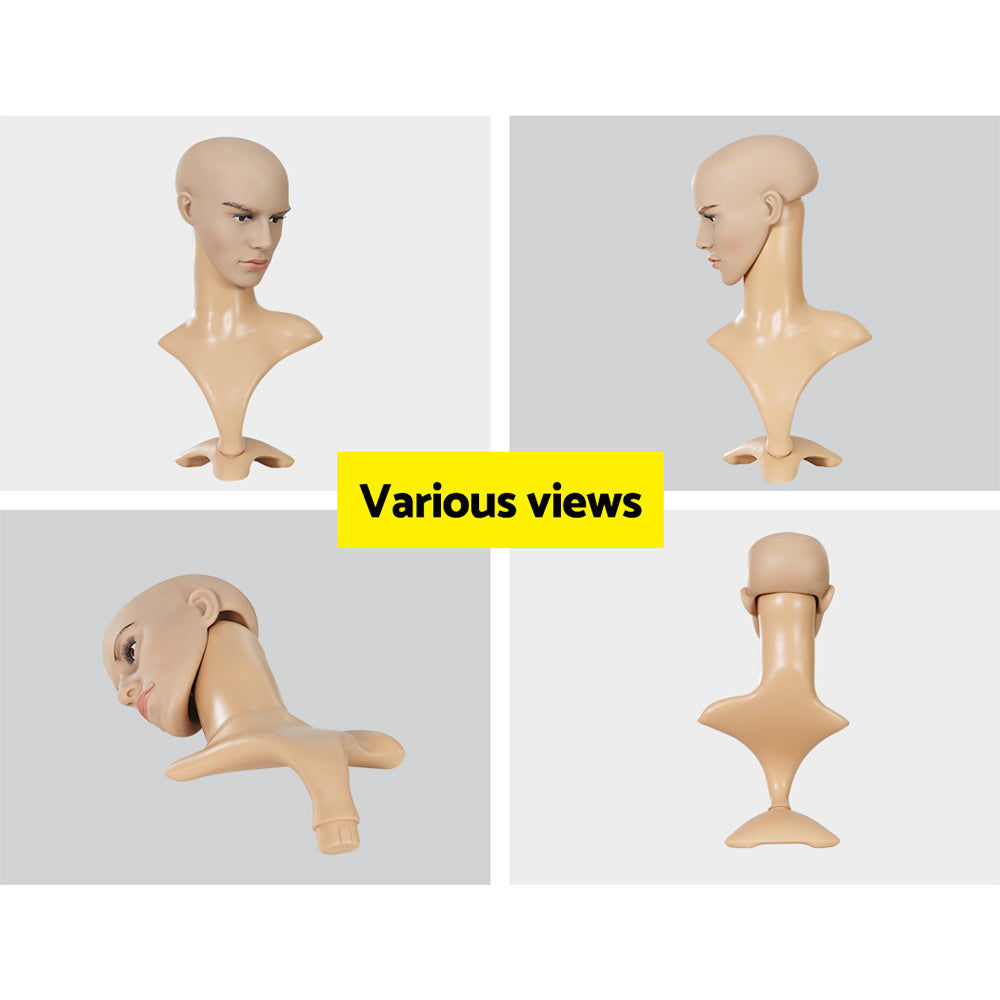 Embellir Male Mannequin Head Dummy Model Display showcasing realistic features and elongated neck, ideal for wigs and accessories.