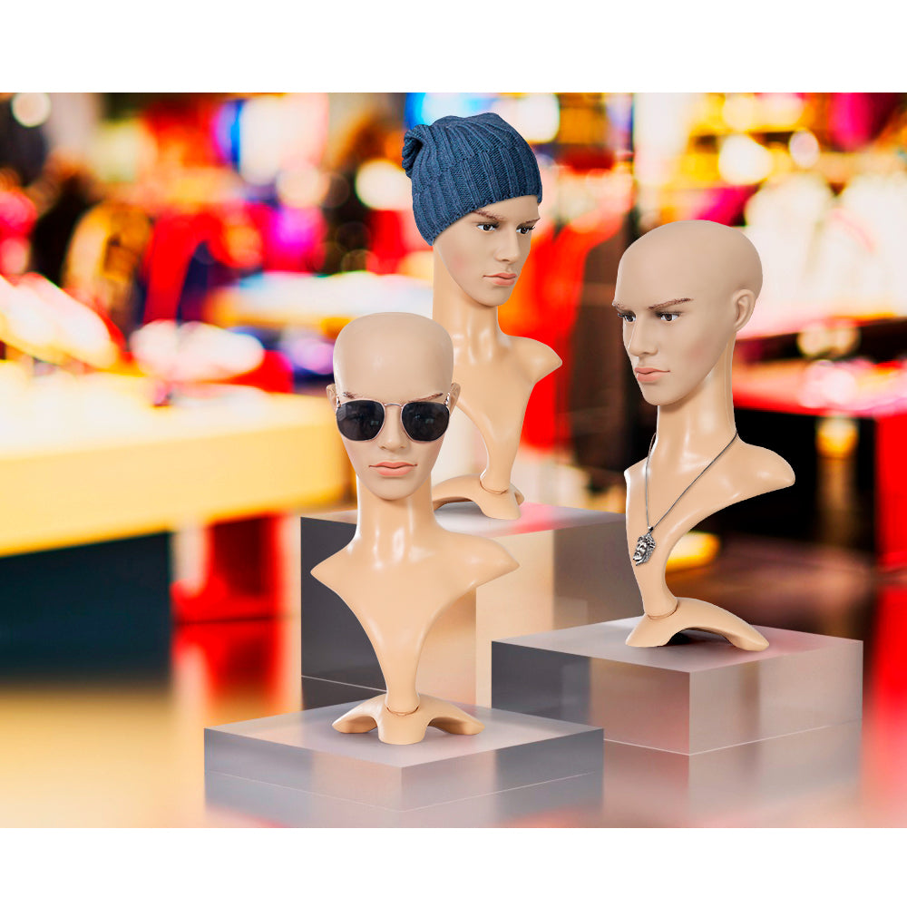 Embellir Male Mannequin Head Dummy Model Display showcasing realistic features and elongated neck, ideal for wigs and accessories.