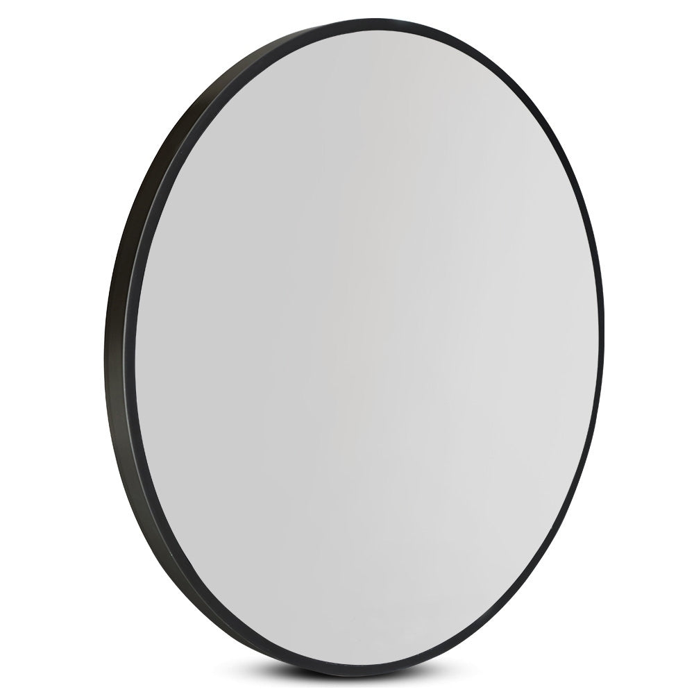 Embellir Round Wall Mirror, 50cm diameter, frameless design with silver plating, ideal for makeup and bathroom use.