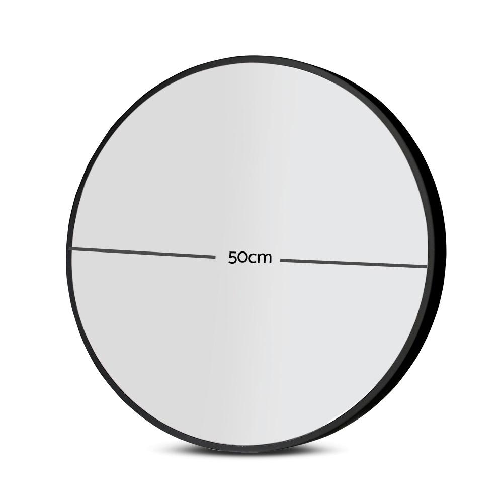 Embellir Round Wall Mirror with a 50cm diameter, frameless design, showcasing clarity and craftsmanship, ideal for makeup and bathroom use.