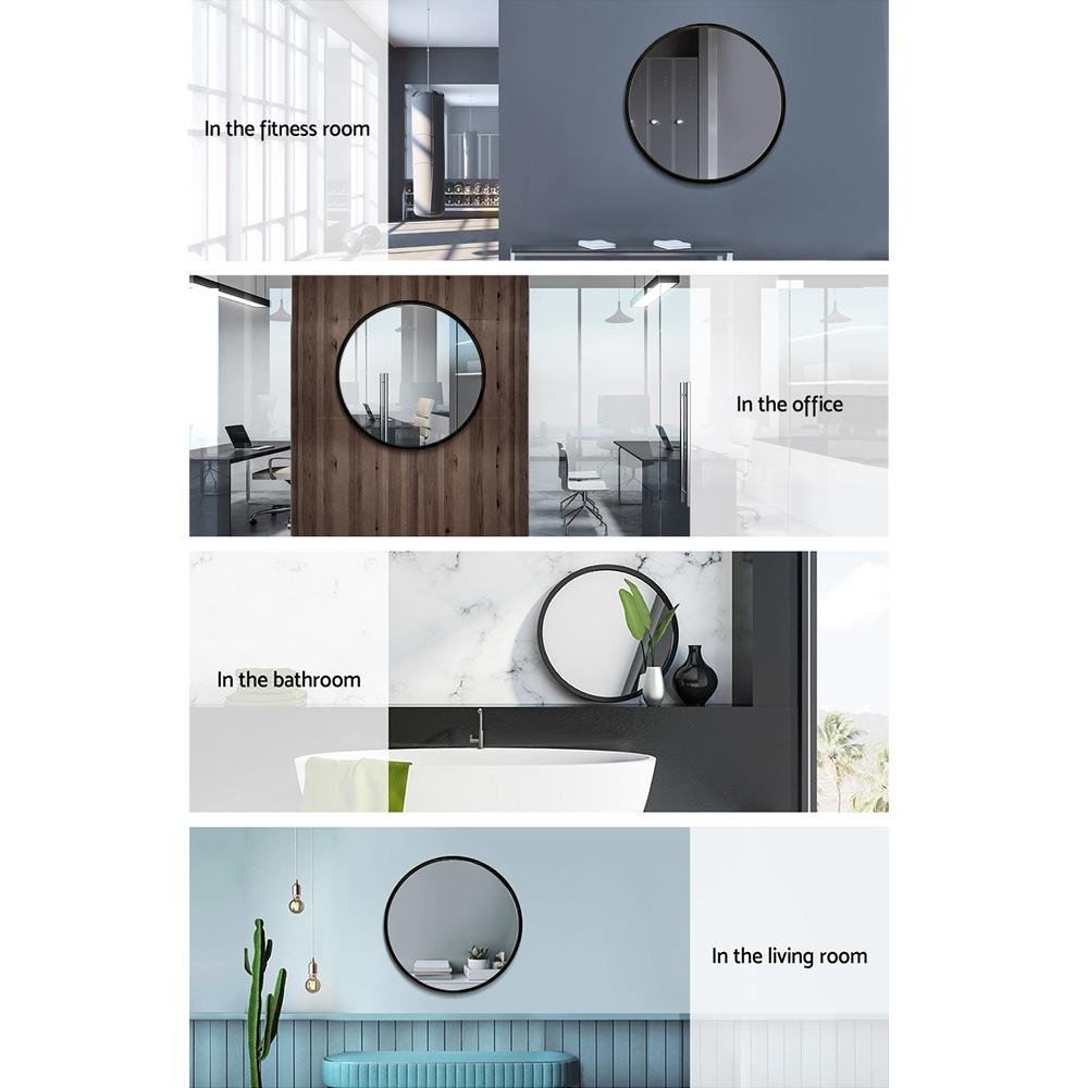 Embellir Round Wall Mirror with a 50cm diameter, frameless design, showcasing clarity and craftsmanship, ideal for makeup and bathroom use.