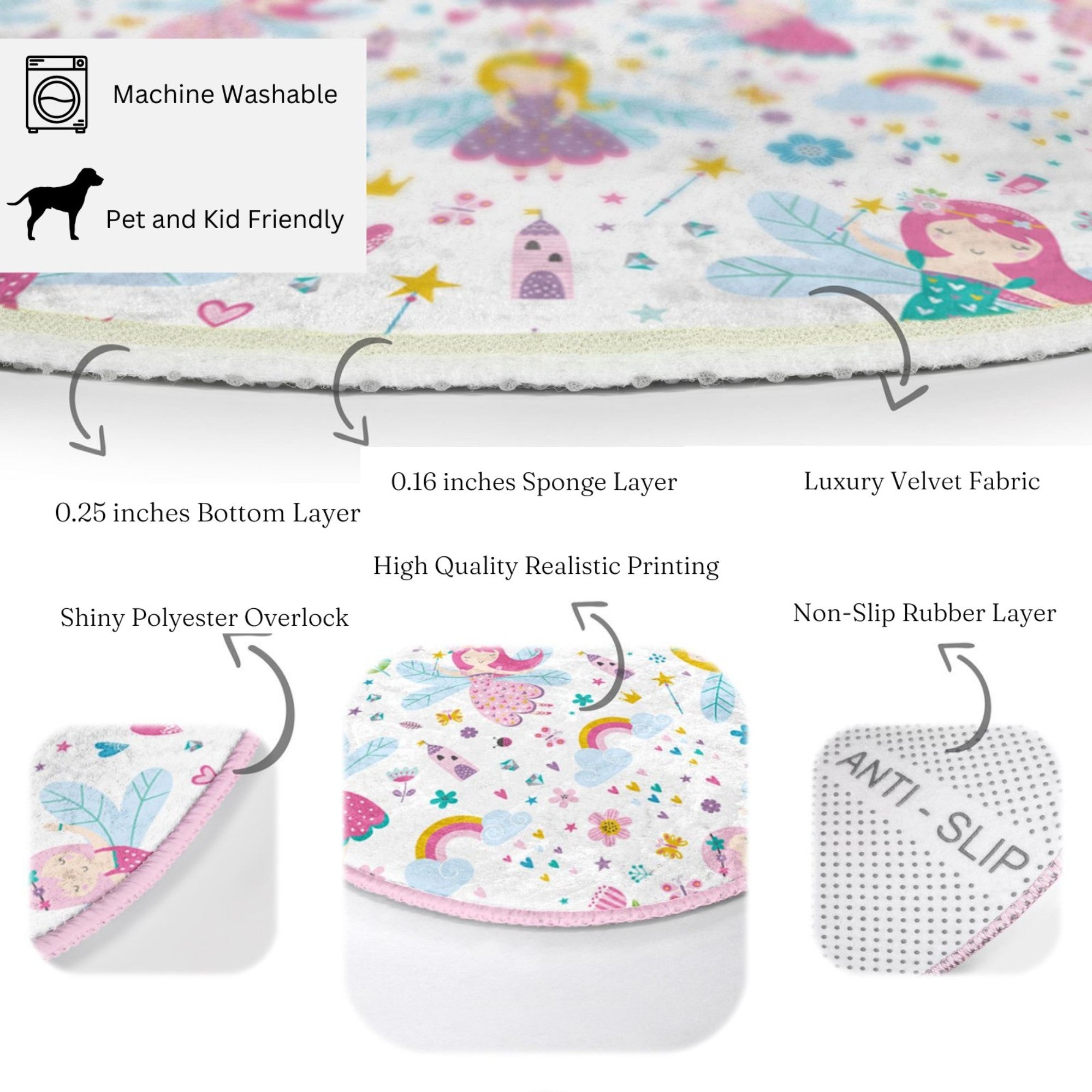 Enchanting Fairies Girls' Room Rug featuring vibrant colors and a whimsical fairy design, perfect for children's rooms.