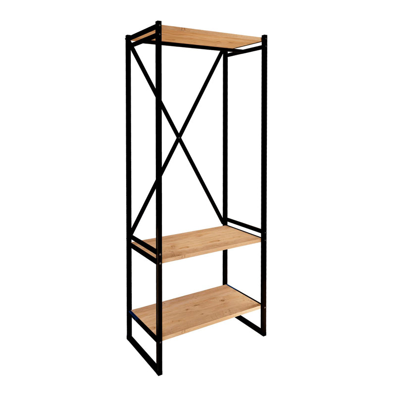 CLARA Black Entryway Furniture with pine oak accents, featuring a sleek design and durable construction, ideal for organizing coats and bags.